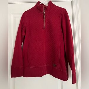 LL Bean Women’s Quilted Quarter-Zip Pullover - GUC (Red) Size Large
